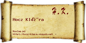 Hocz Klára névjegykártya
